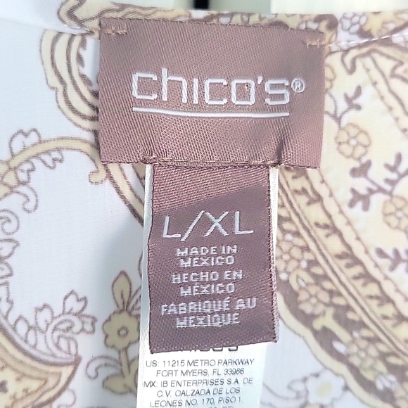 CHICO'S damask tan/white open wrap top - Picture 6 of 8